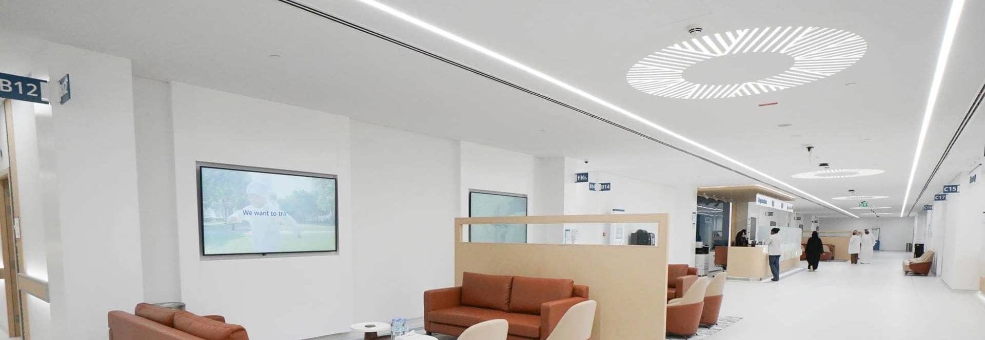 Modern and comfortable patient waiting area at Mubadala Health Dubai.