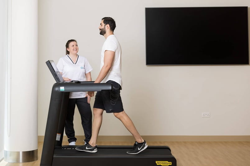 Patient using a treadmill